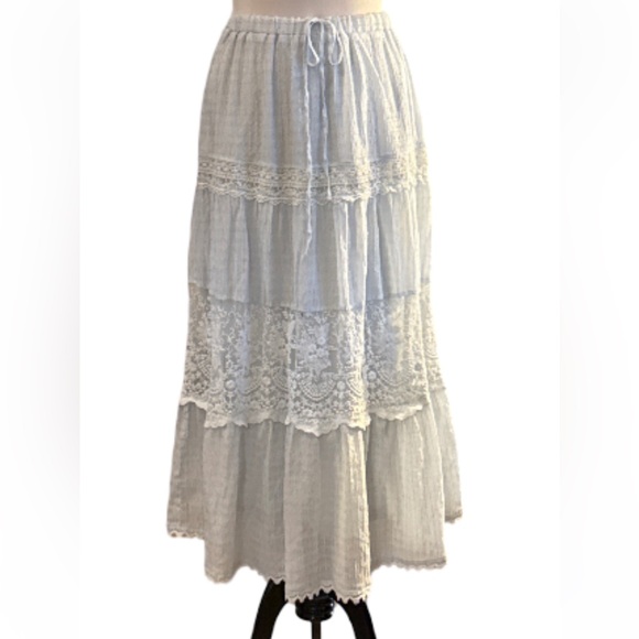 Listicle Dresses & Skirts - Listicle Baby Blue Lace Tiered Maxi Skirt size medium